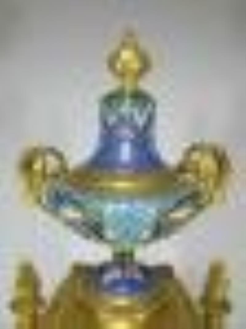 19th C French Japy Freres bronze champleve clock