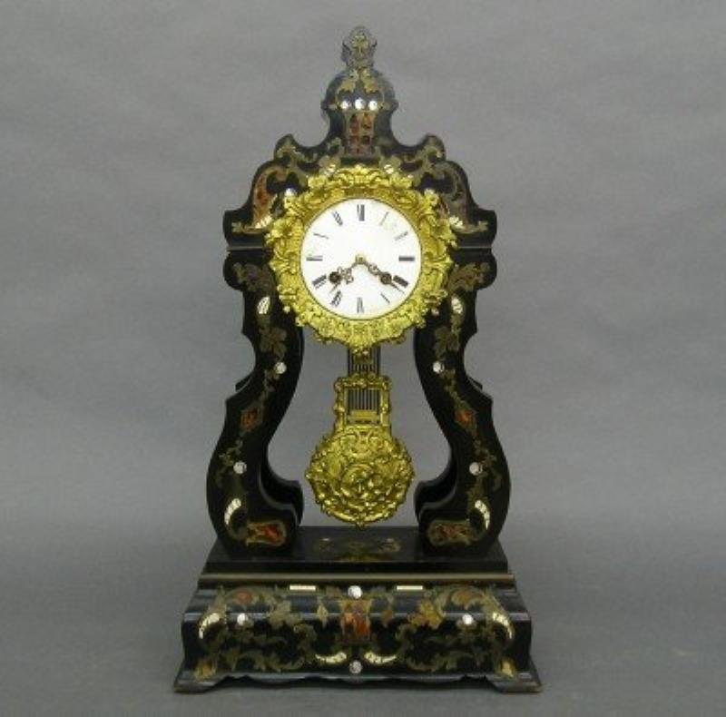 French Inlaid Portico clock