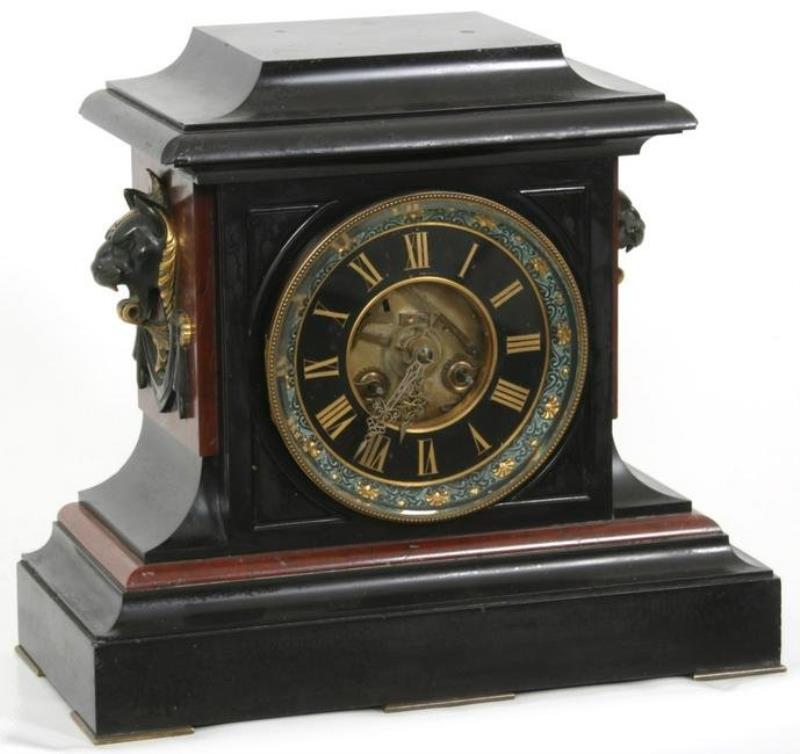 Bronze Mounted Marble Mantle Clock