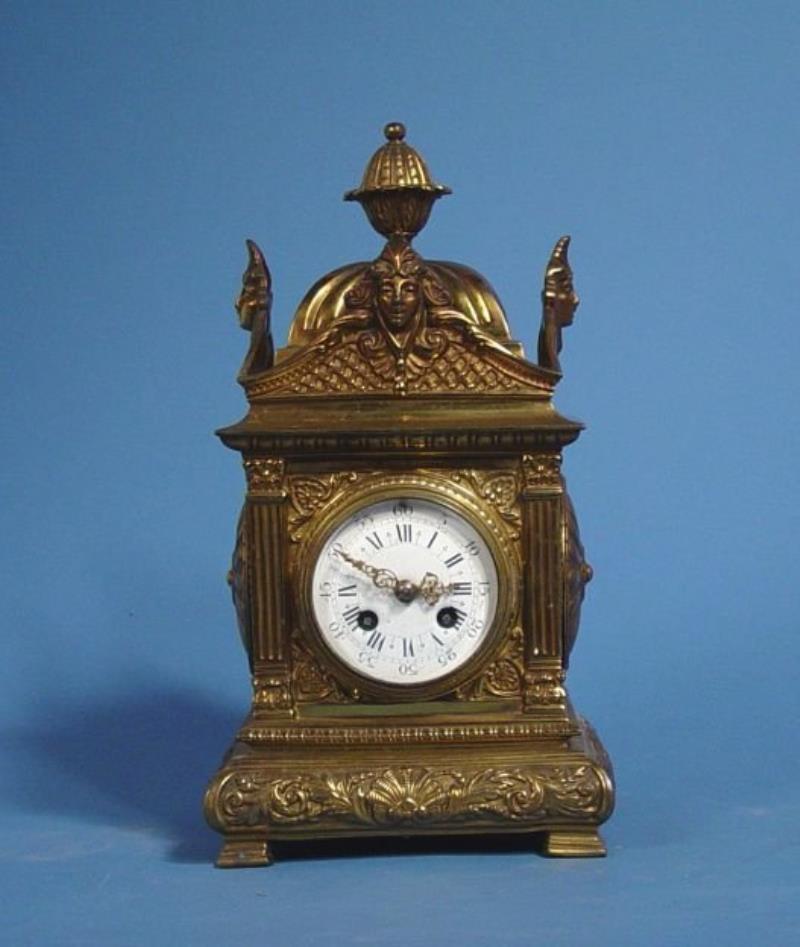 Victorian French Brass Mantel Clock