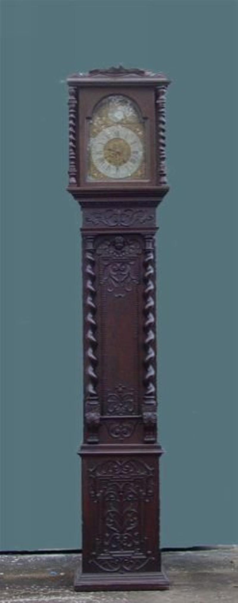 Large Early Carved Italian Grandfather Clock