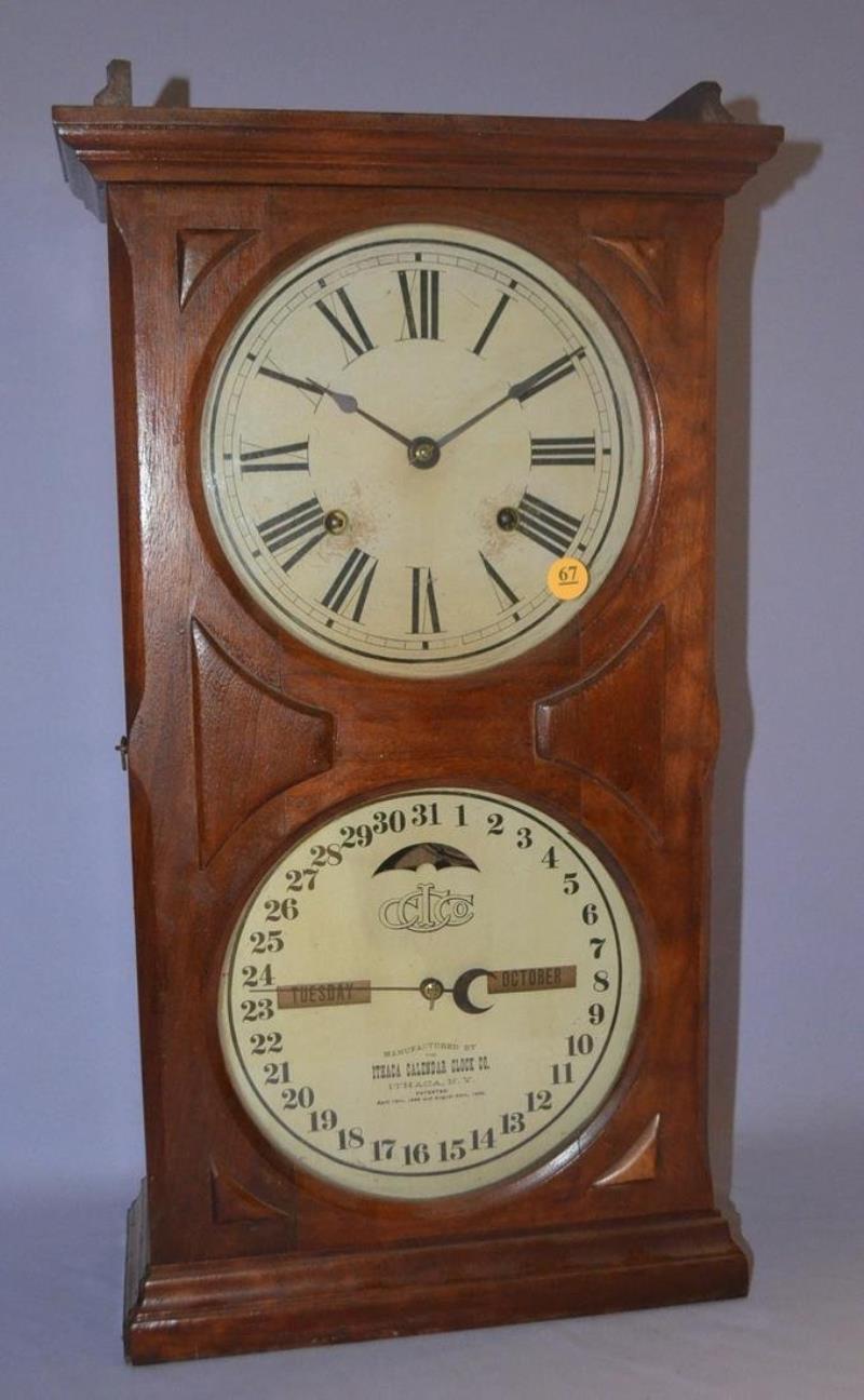 Antique Ithaca Double dial calendar clock