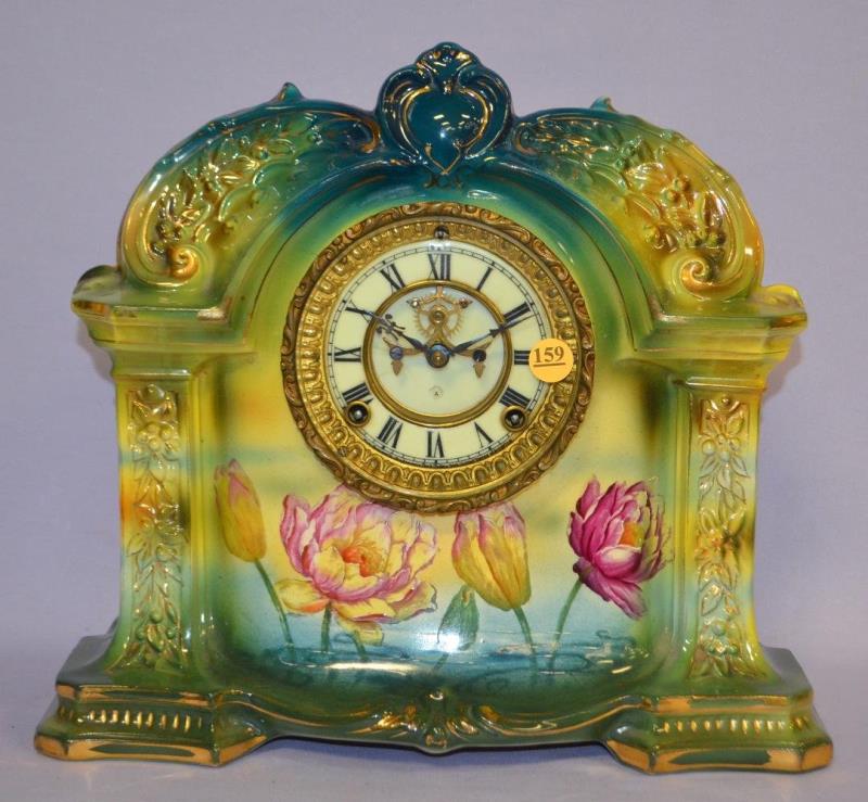 Antique Ansonia (La Orb) Royal Bonn Porcelain Clock