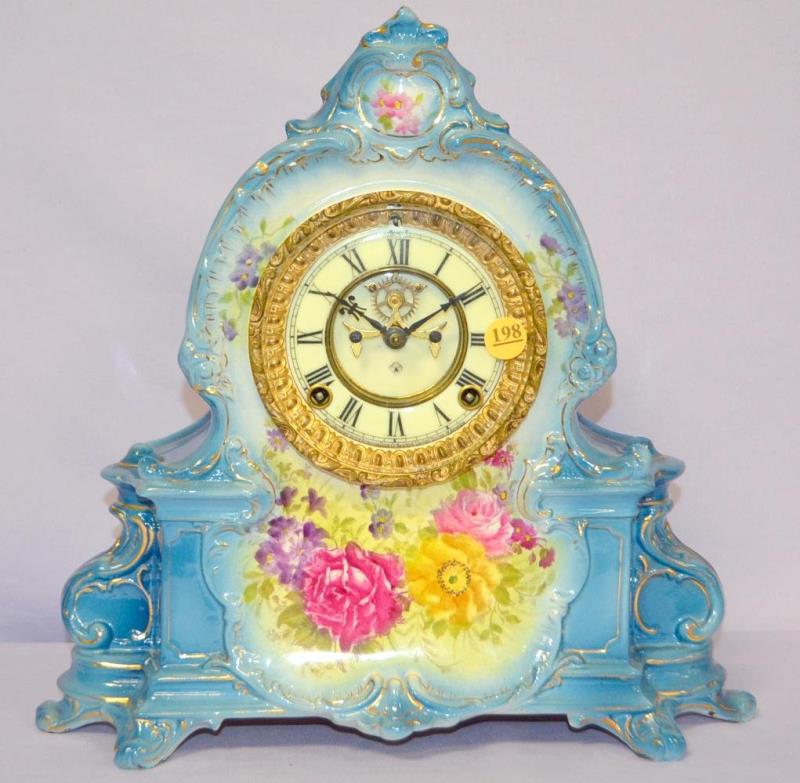 Antique Ansonia Royal Bonn porcelain Mantle Clock