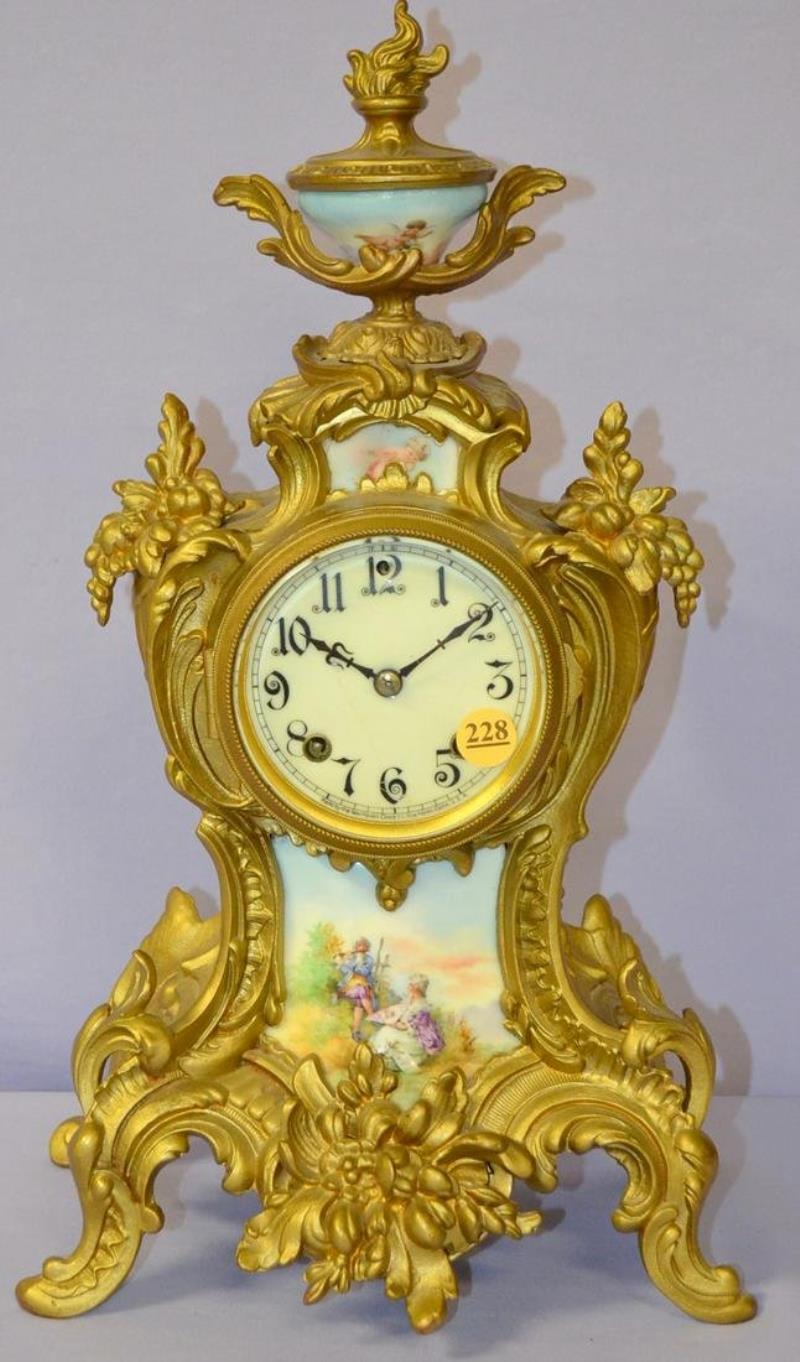 Antique New Haven Ornate Metal Mantle clock