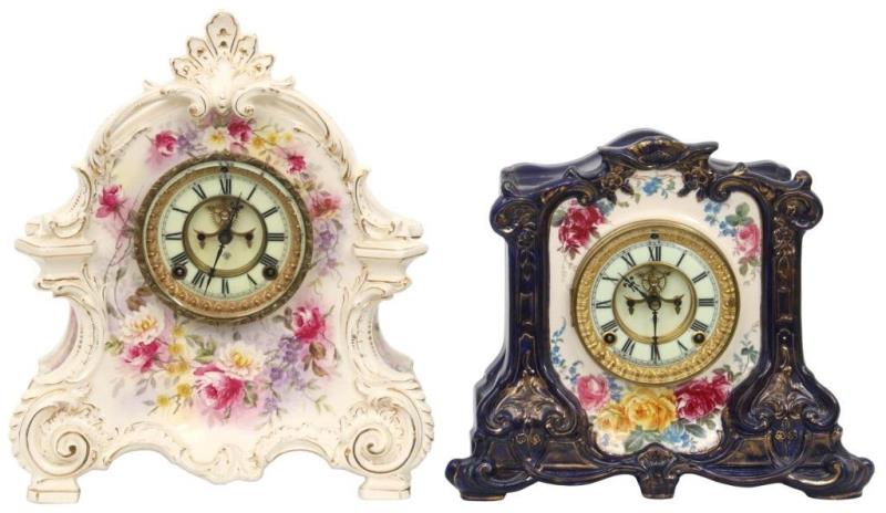 Two Ansonia Royal Bonn Mantel Clocks