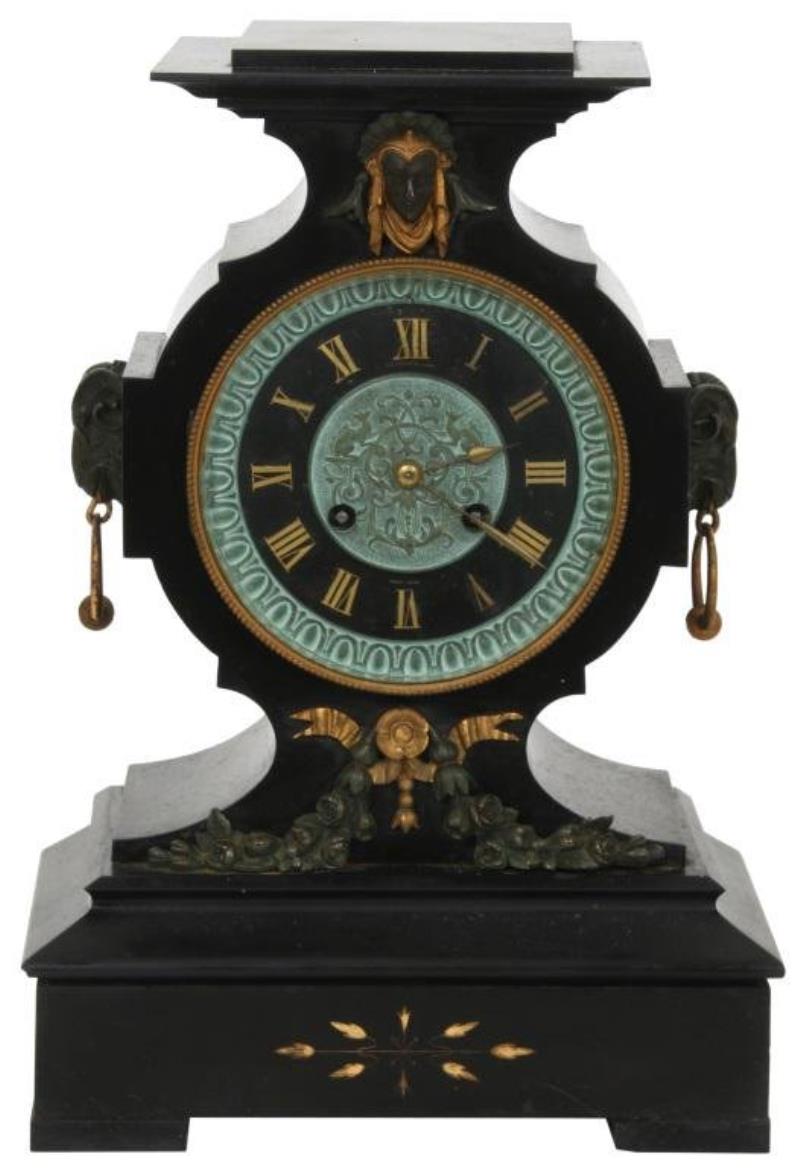 Tiffany & Co. Bronze Mounted Marble Mantel Clock