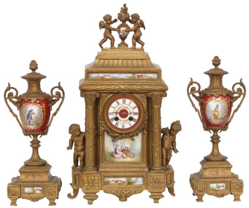 French Three-Piece Clock Garniture