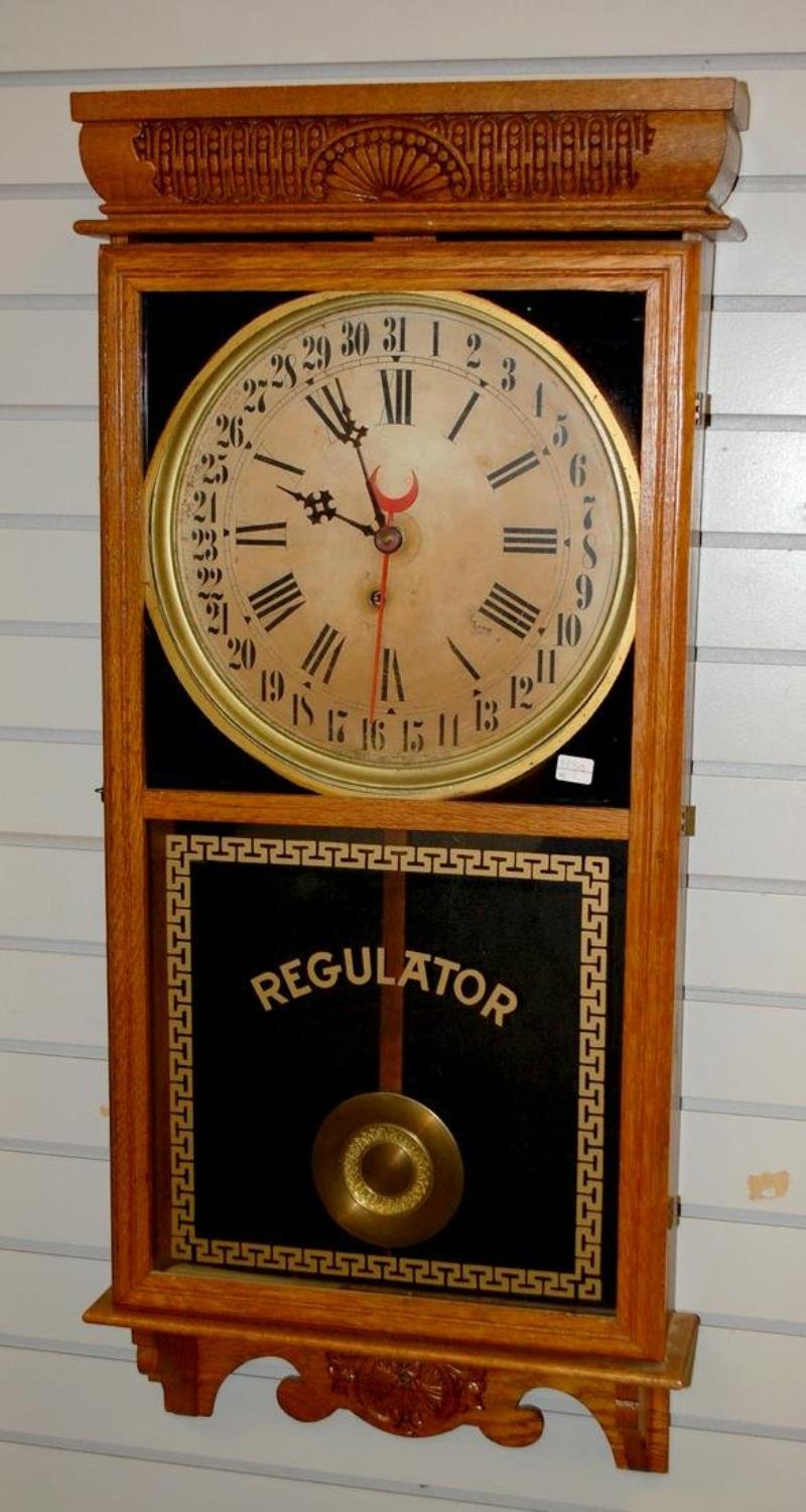 Antique Ingraham Calendar Wall Regulator Clock