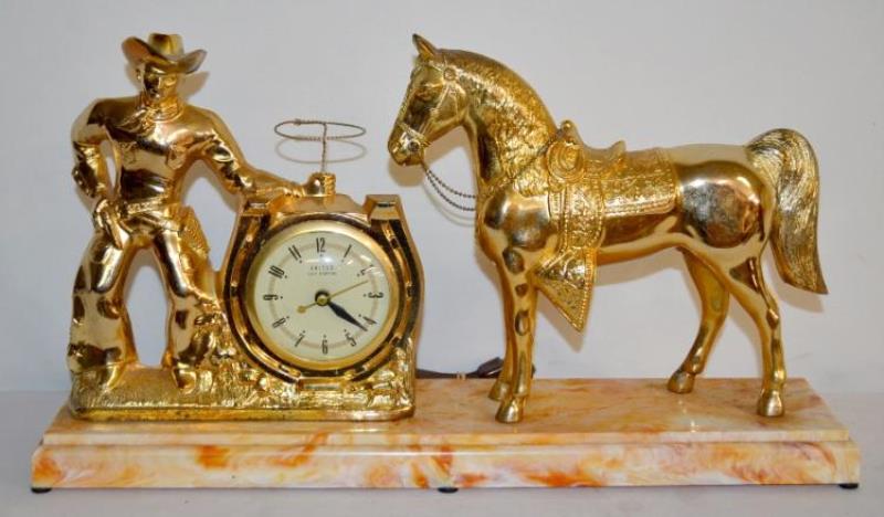 Vintage United Electric Animate Cowboy & Horse Clock