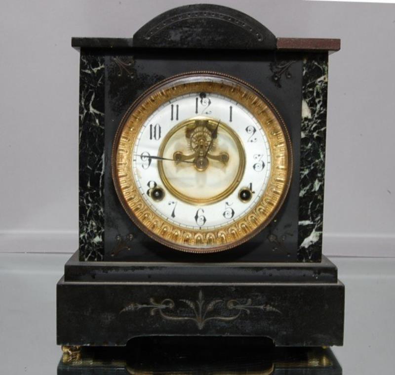 Waterbury Marble & slate mantel clock.