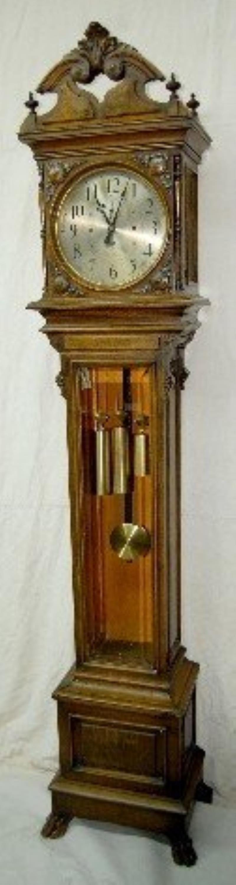 Seth Thomas Oak Carved Hall Clock No. 21