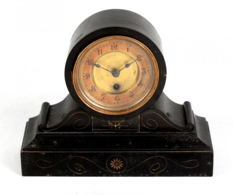 Three French black slate mantel clocks