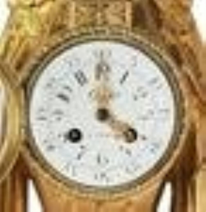 French Louis XVI-Style Gilt-Bronze Cartel Clock