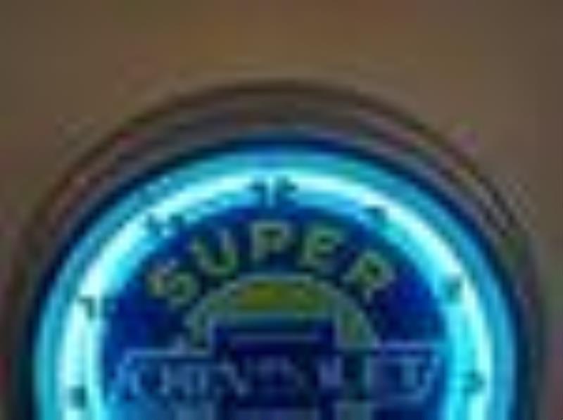 Chevy Super Service neon clock
