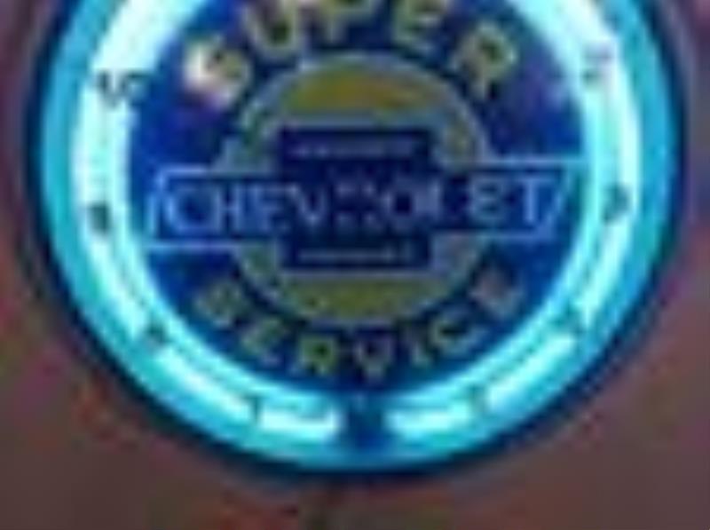 Chevy Super Service neon clock