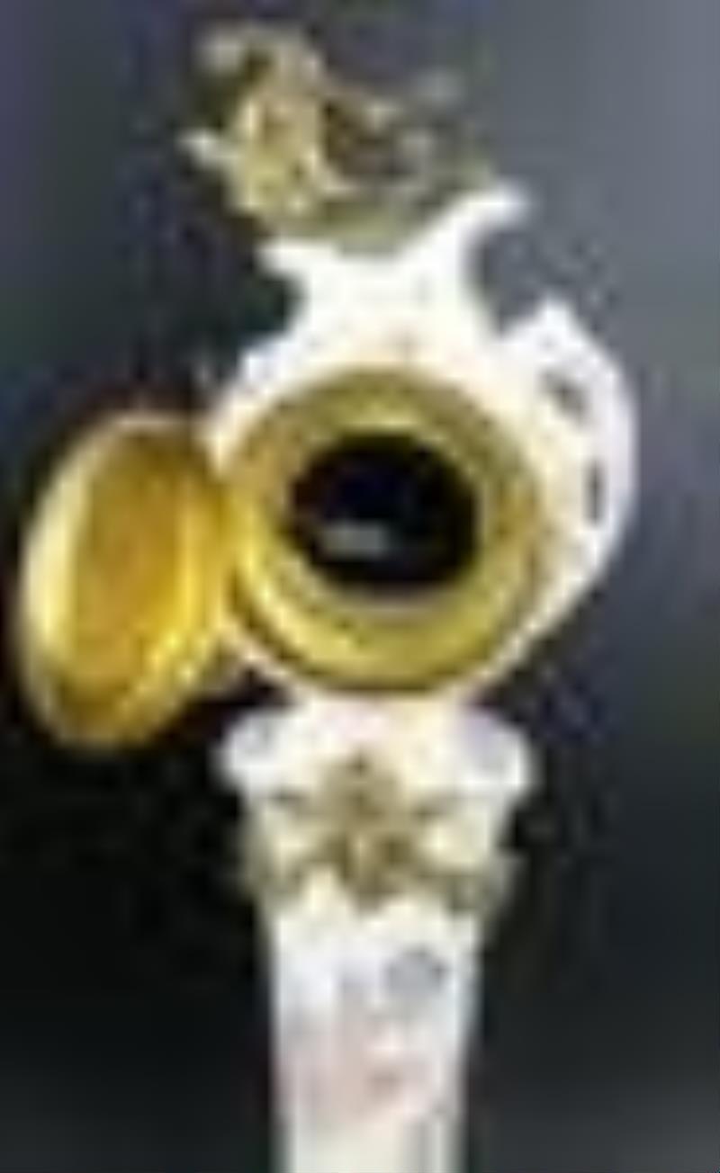 Antique Tole Figural Clock Together With A