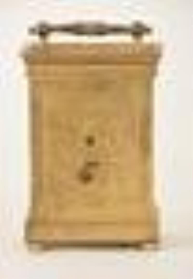 An interesting mid 19th century English carriage clock with engraved case
