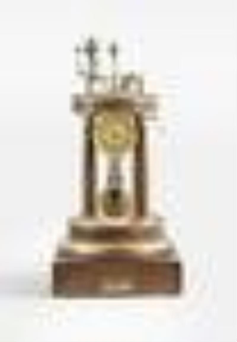 A rare amboyna and gilt bronze orrery clock with music box signed Raingo Freres