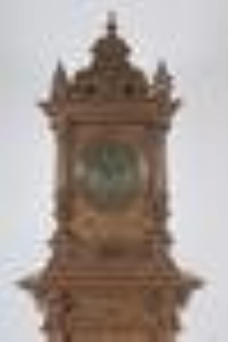A German tall clock with Symphonion 13 5/8 inch disc music box and Lenzkirch movement
