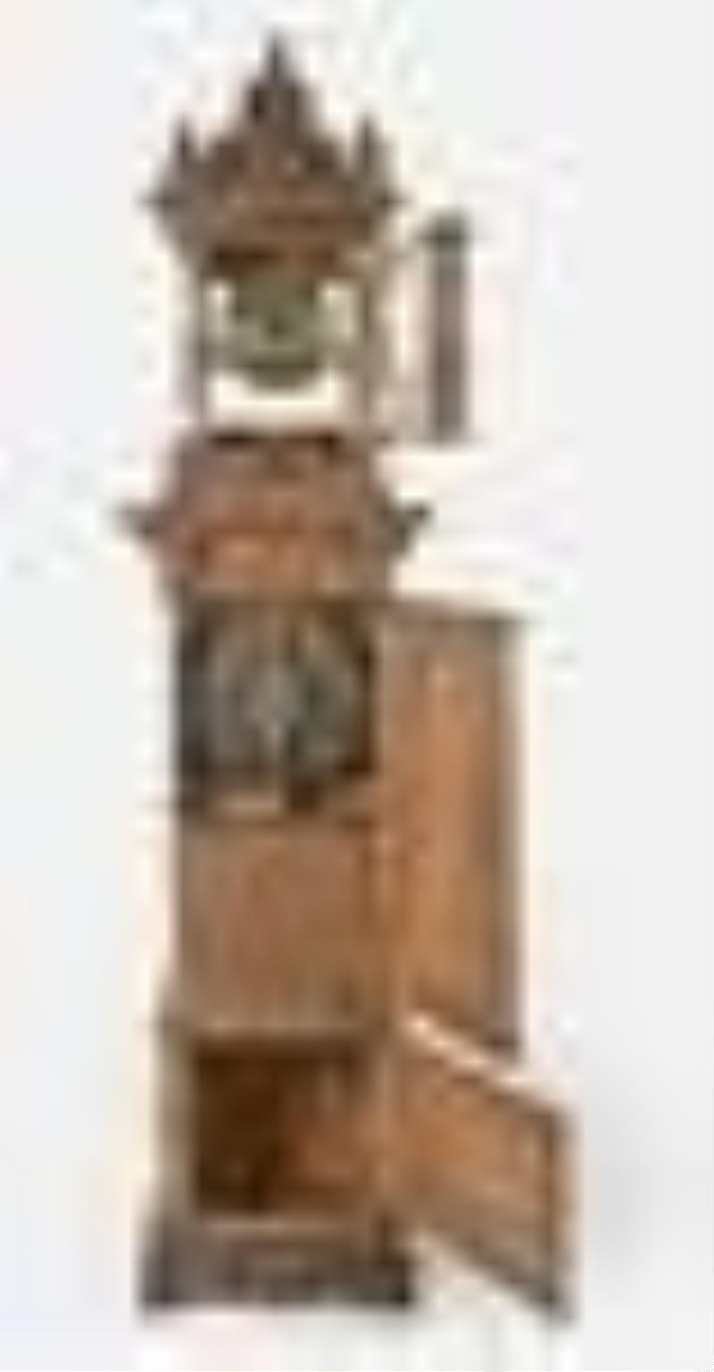 A German tall clock with Symphonion 13 5/8 inch disc music box and Lenzkirch movement
