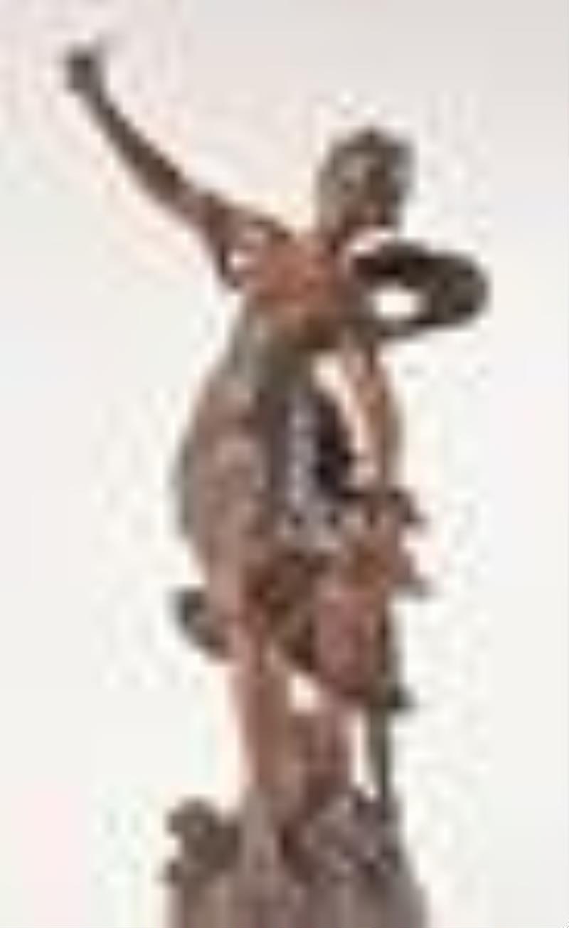 A large French figural swinging mystery clock