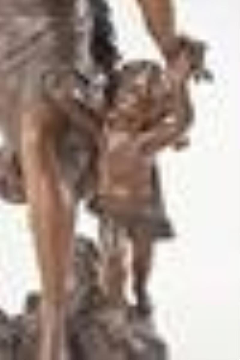 A large French figural swinging mystery clock
