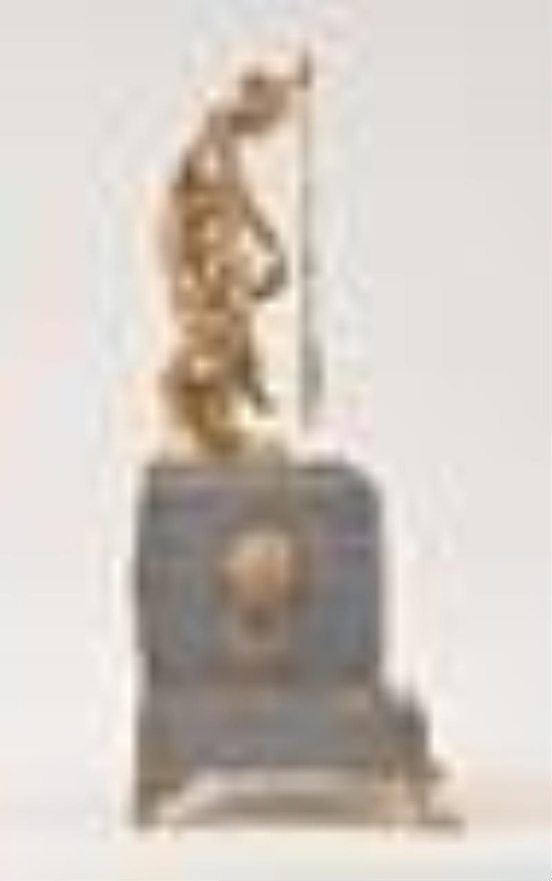A Guilmet swinging mystery clock with crank and stirrup escapement