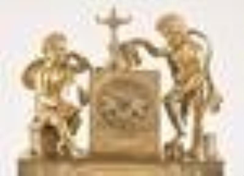 A good first quarter 19th century figural gilt bronze mantel clock