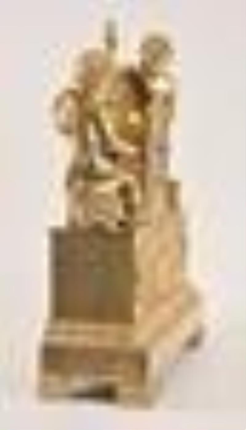 A good first quarter 19th century figural gilt bronze mantel clock