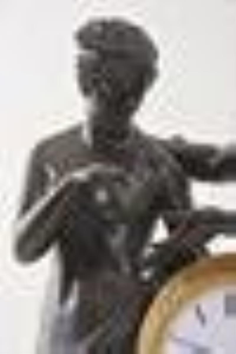 A good mid 19th century figural mantel clock featuring Cupid and Psyche