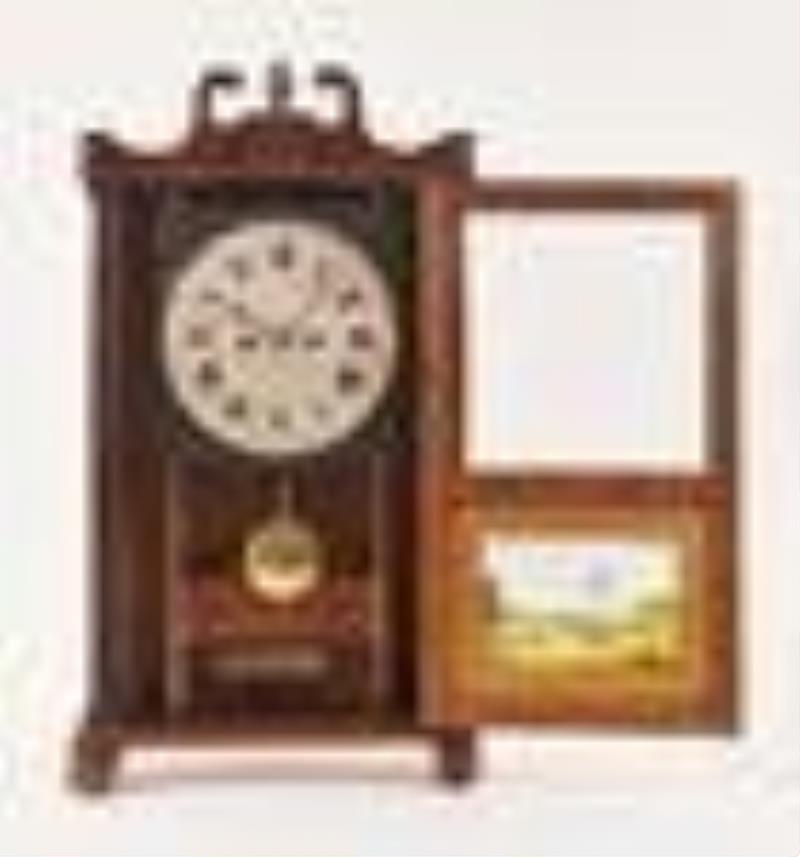 Rare Maine Miniature Pillar and Scroll Mantel Clock Signed Oliver Bracket