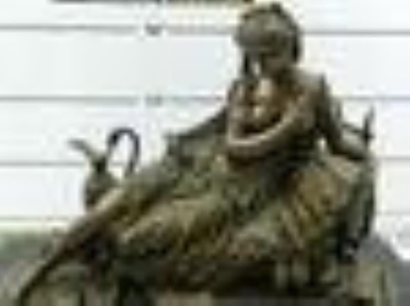 Tiffany & Co. Marble with Bronze Statue Mantle Clock