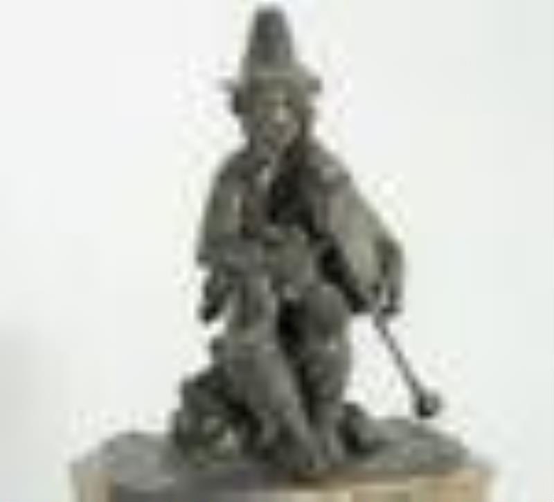 French Figural Mantel Clock, 19th C., Douillon