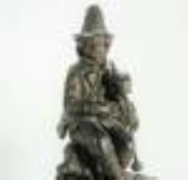 French Figural Mantel Clock, 19th C., Douillon