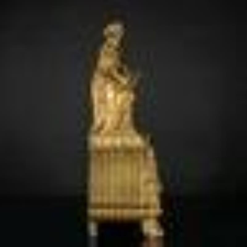 French Louis XVI Style Clock in Gilded Bronze