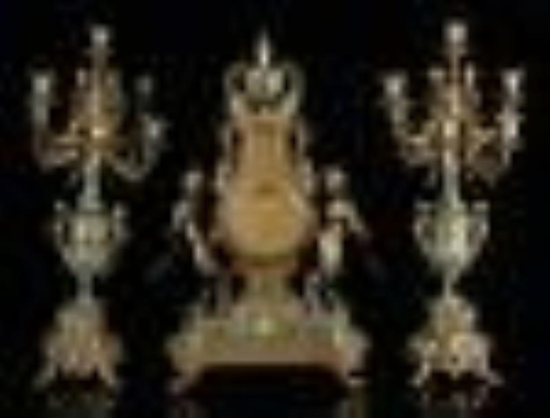 French Louis XVI Style Gilt & Marble Clock