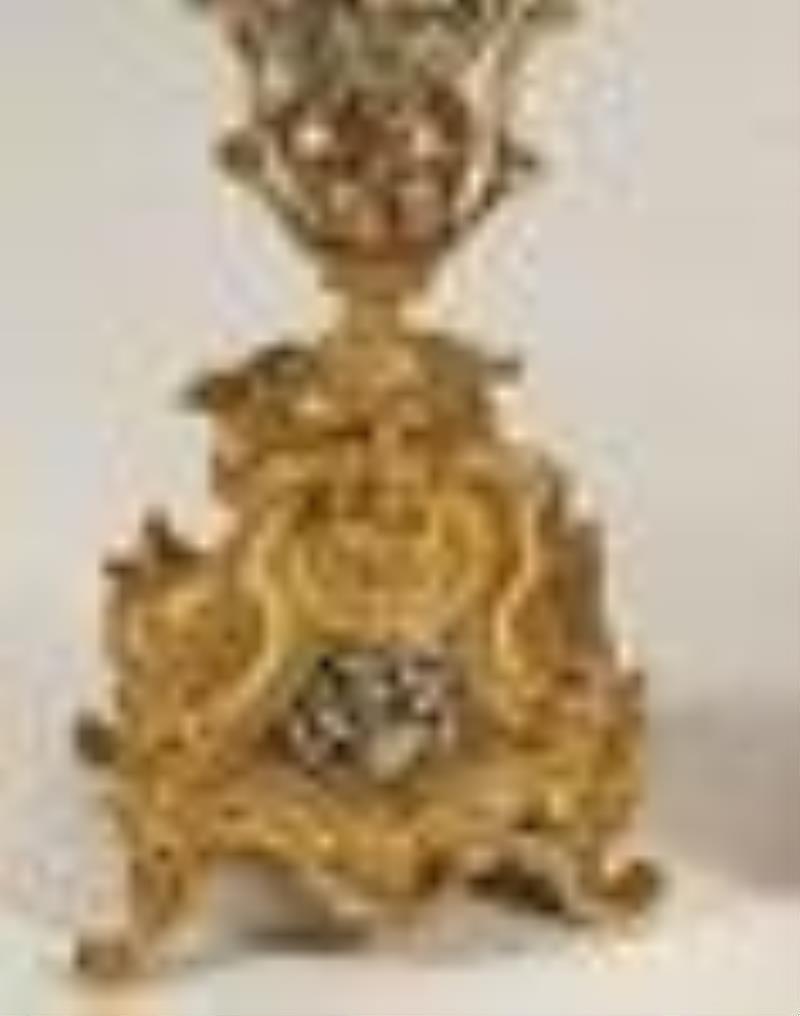 French Gilt Bronze and Cloisonne Clock Garniture
