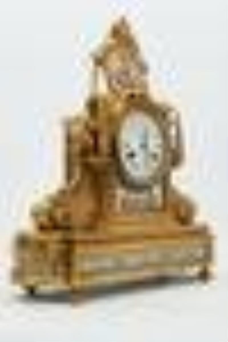 French Ormolu Bronze Sevres Porcelain Mantle Clock