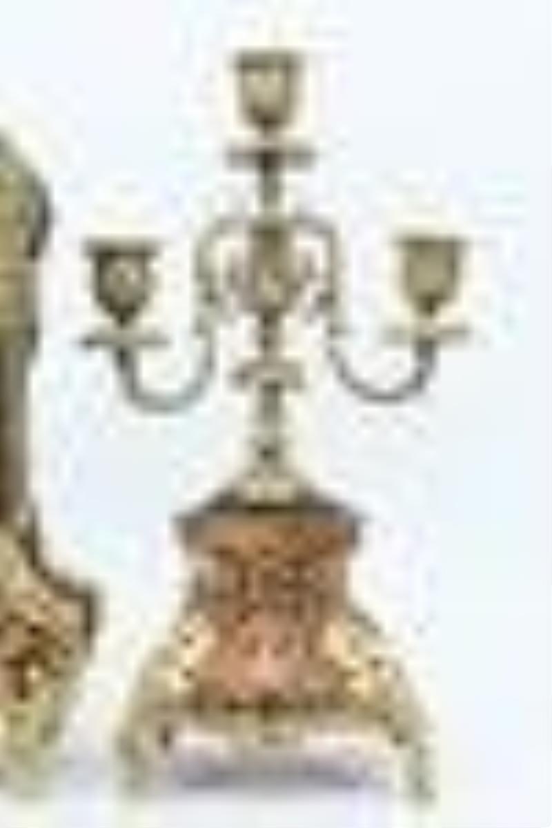 19th C French Boulle Mantel Clock Candlestick Set Price Guide