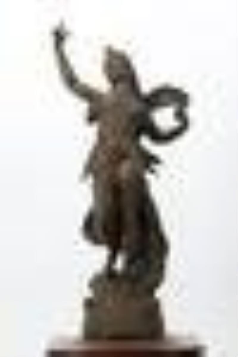 19th C French Spelter Figural Mantle Clock Bruchon