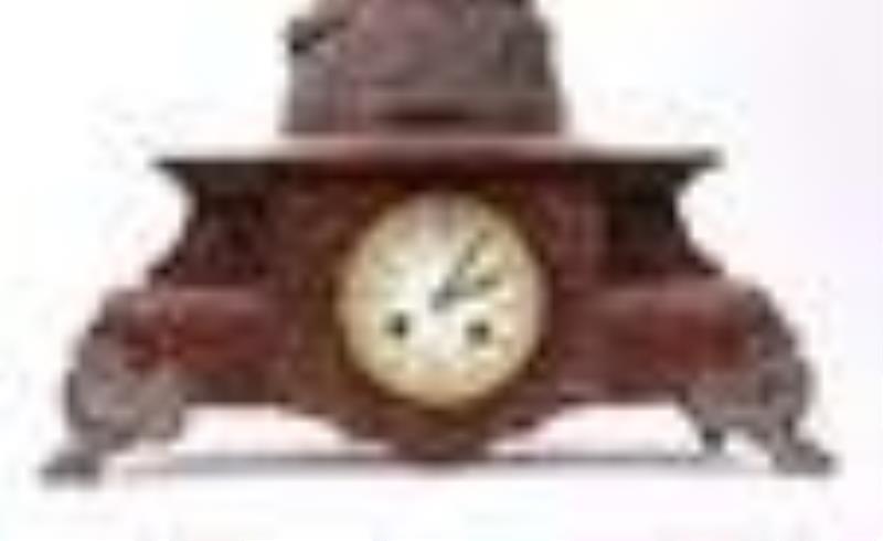 19th C French Spelter Figural Mantle Clock Bruchon