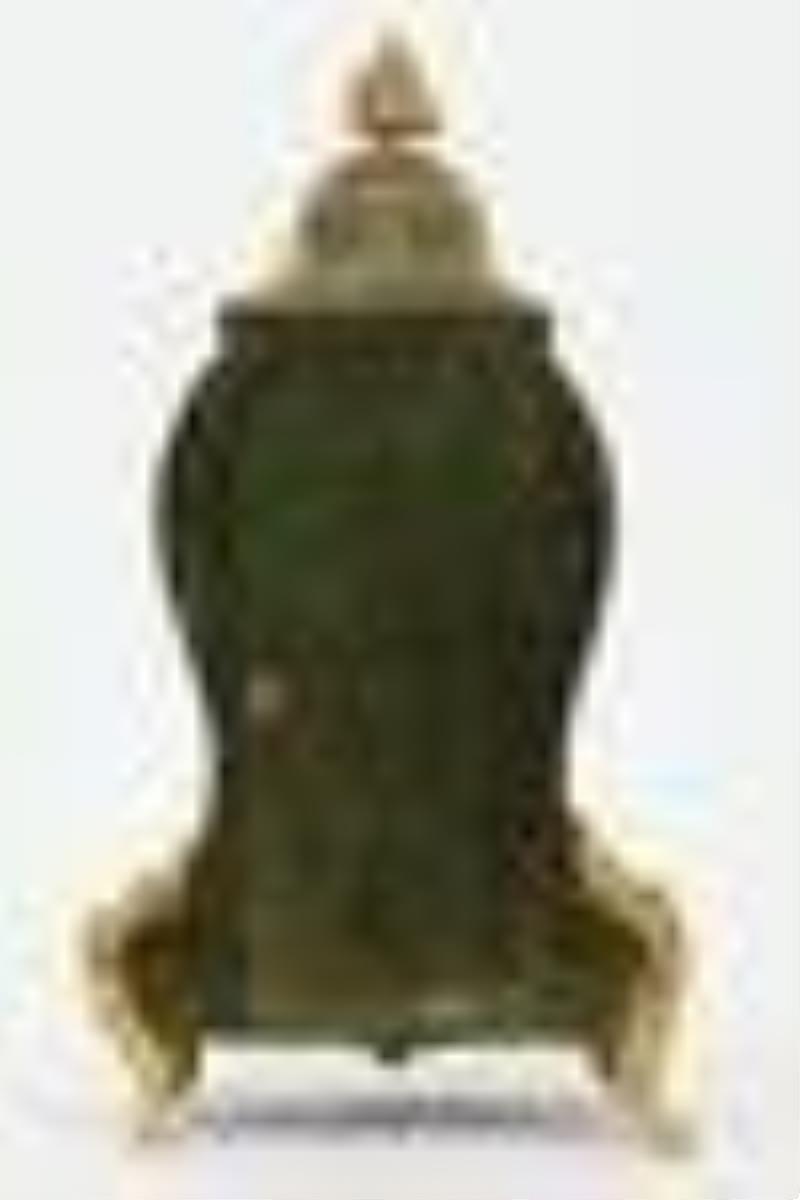 19th C French Boulle Green Faux Marble Clock