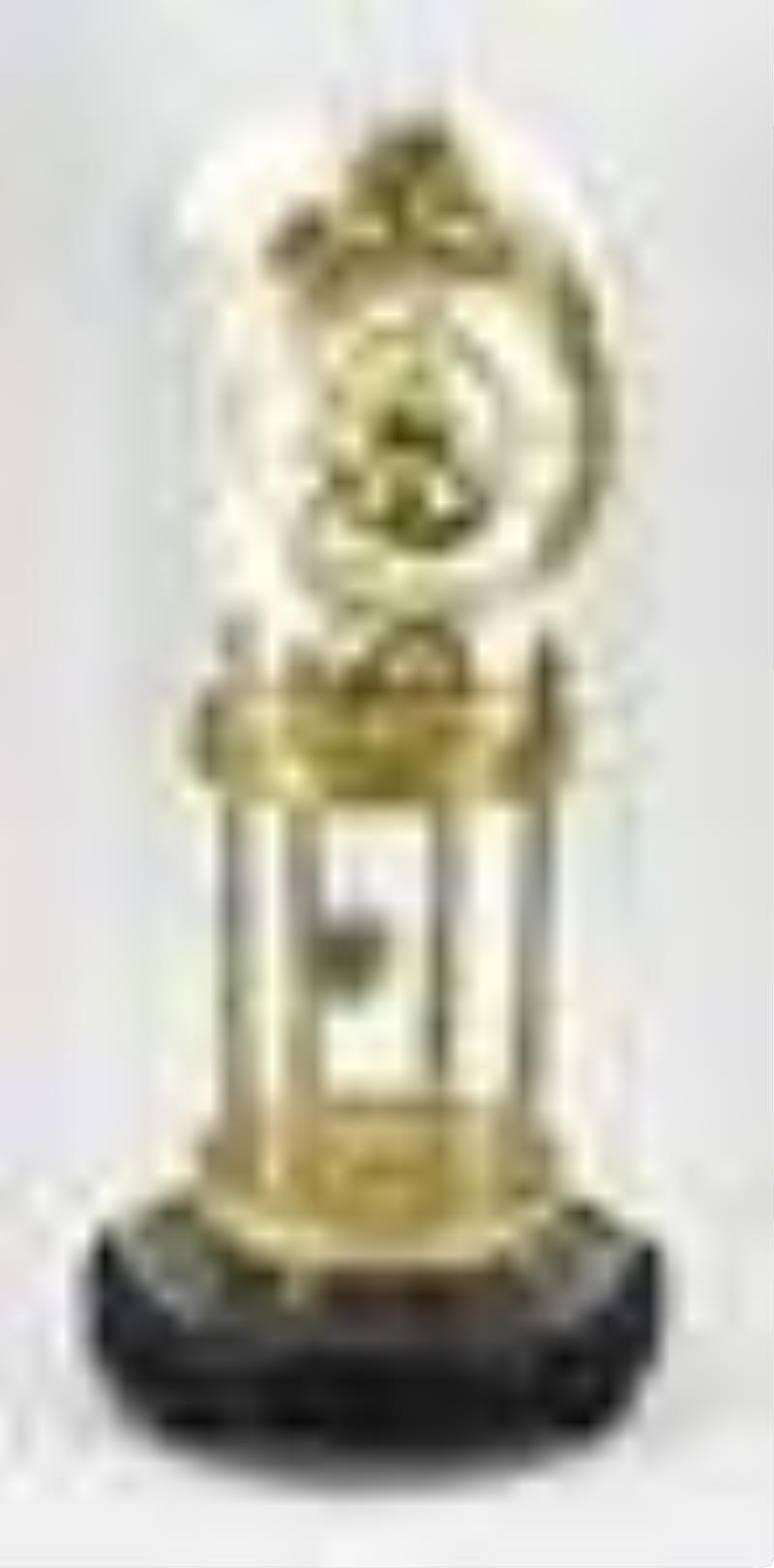French skeleton mantel clock under bell jar, H 46 cm.