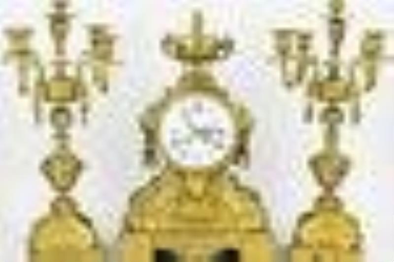 Antique three-piece French clock set, 1870