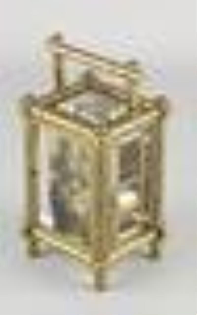 Antique French travel alarm clock, H 19.5 cm.