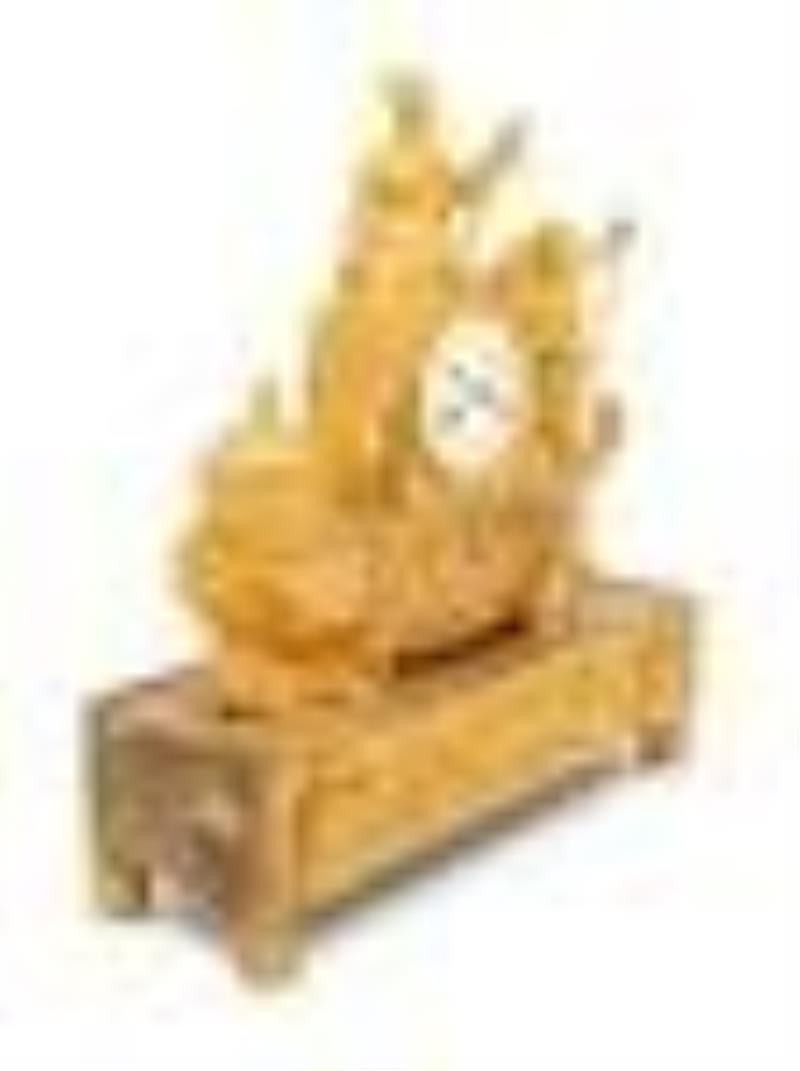 An Empire Gilt Bronze Figural Mantel Clock