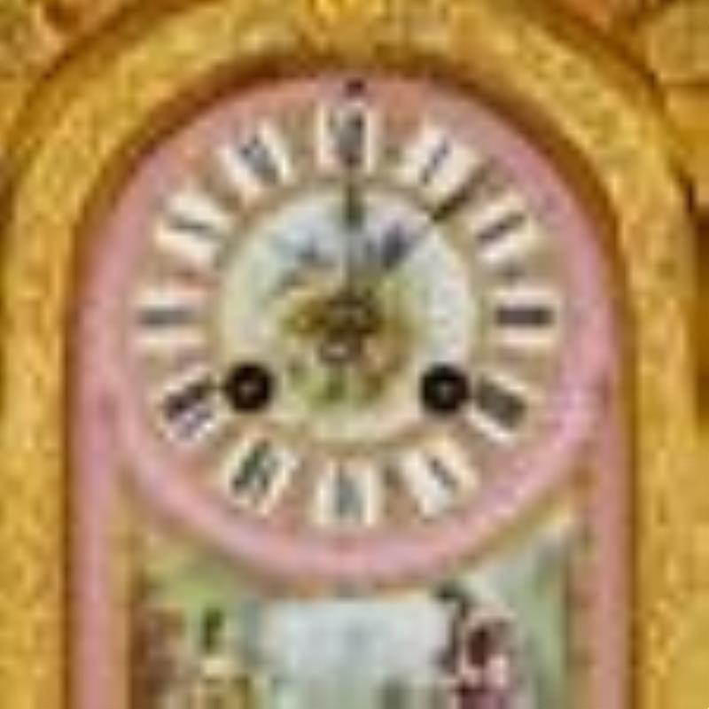 Louis XVI Style French Porcelain Bronze Mantel Clock