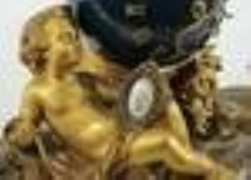Japy Freres Ormolu and Porcelain Clock, 19th C.