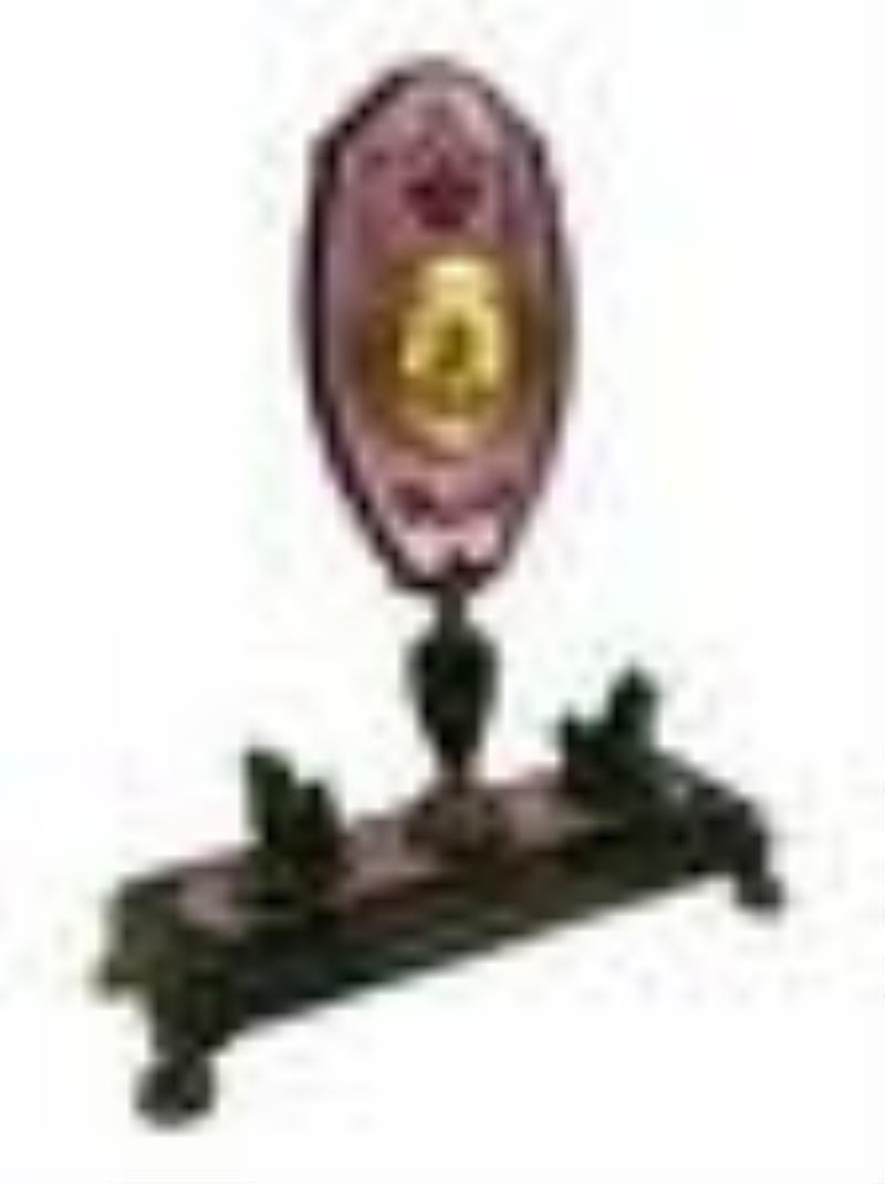Antique European Jeweled Jade & Enamel Desk Clock